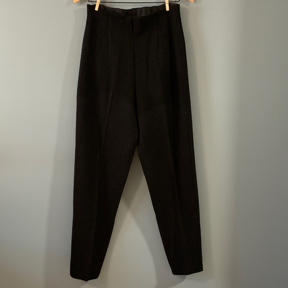 Women's Vintage Black Tailored Tapered wool blend Trousers